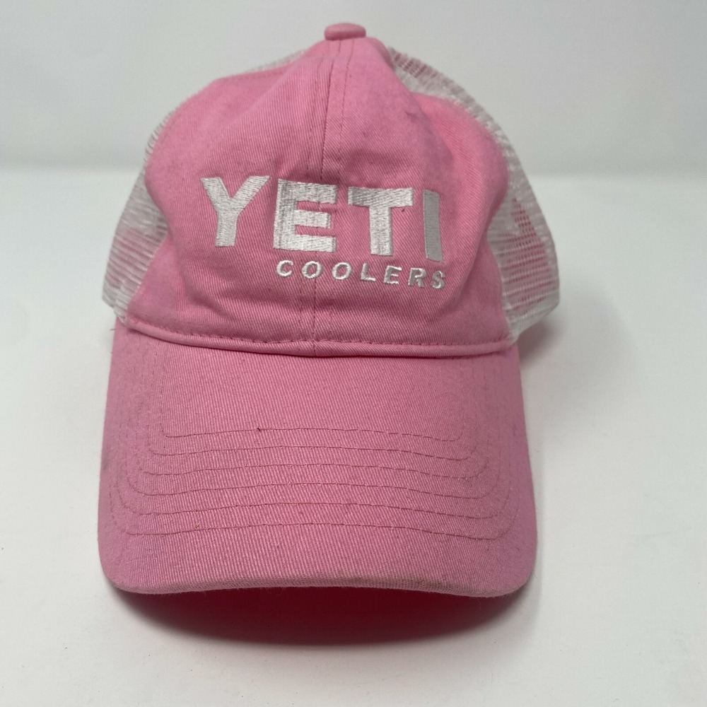 YETI Cooler‎ Pink Embroidered Mesh SnapBack Baseball Cap Hat Trucker Mesh